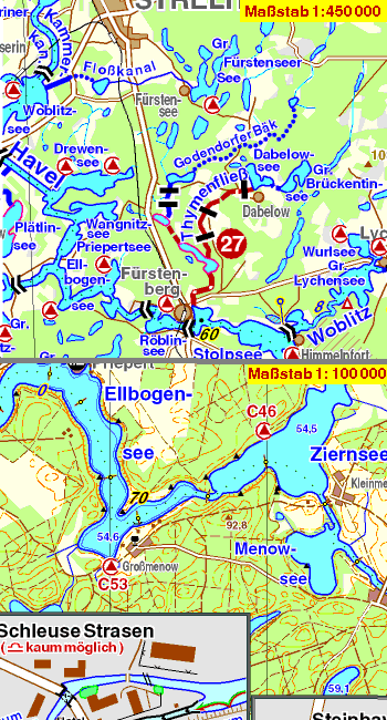 Beispiel aus der Wassersport-Wanderkarte WW6