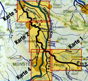 Blattschnitt der Gewässerkarte Ems mit Werse