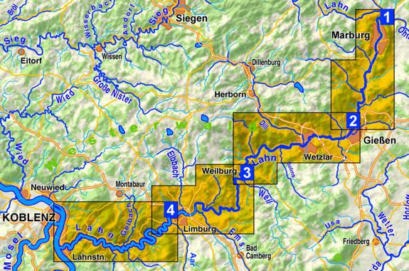 Blattschnitt Gewässerkarte Lahn