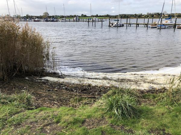 neben kleinem Hafen in Rückeberg