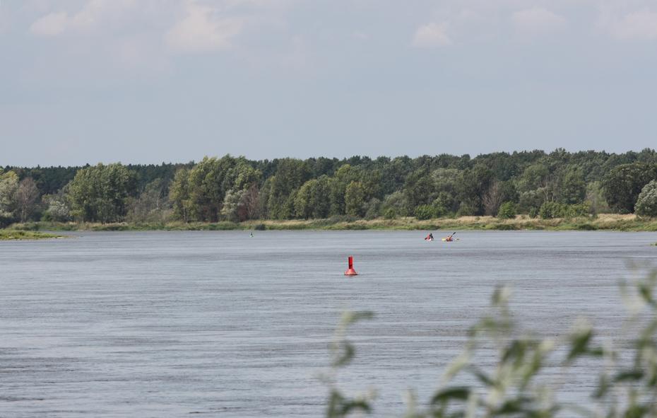 Die Oder, das polnische Ufer gegenüber von Ratzdorf