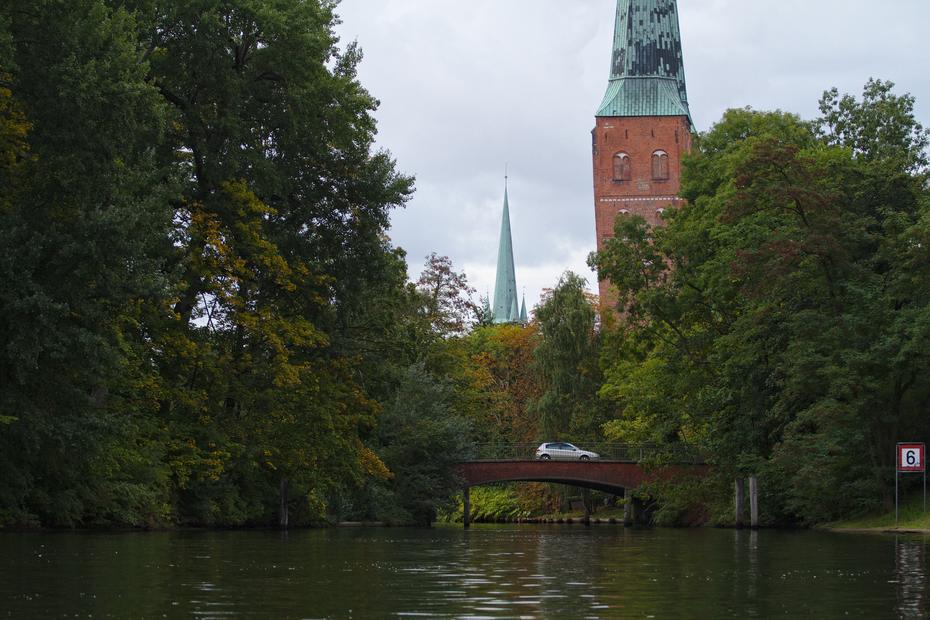 Trave, Blick auf die Stadtinsel von Lübeck